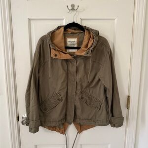 Abercrombie & Fitch Olive Green Utility Jacket w/ Hood : Size Small